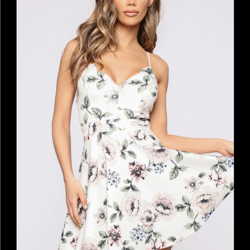 Floral Fashion Nova White Dress